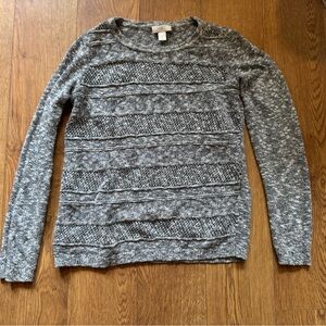 LOFT Women’s Sweater Size S Gray Marled Knit Long Sleeve Cozy Crewneck